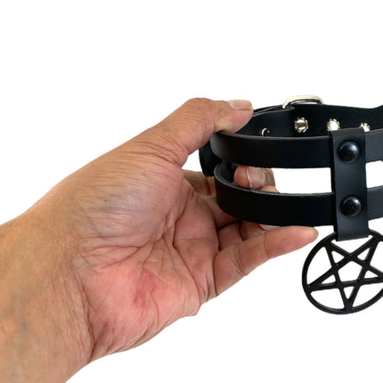 FC618  DOUBLE STRAP PENTAGRAM CHOKER