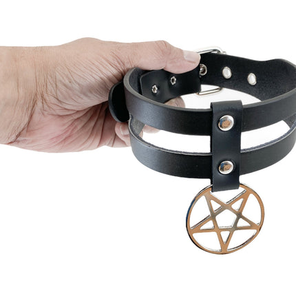 FC618  DOUBLE STRAP PENTAGRAM CHOKER