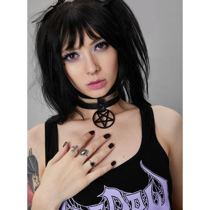FC618  DOUBLE STRAP PENTAGRAM CHOKER