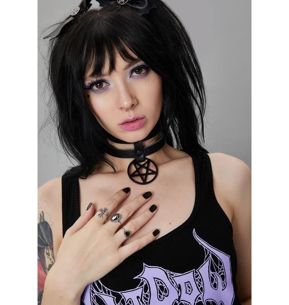 FC618  DOUBLE STRAP PENTAGRAM CHOKER