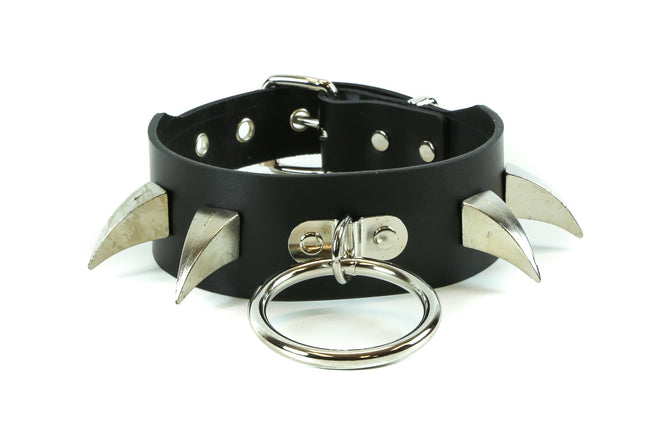 FC626 1 3/4" LEATHER CHOKER WITH CLAW SPIKES