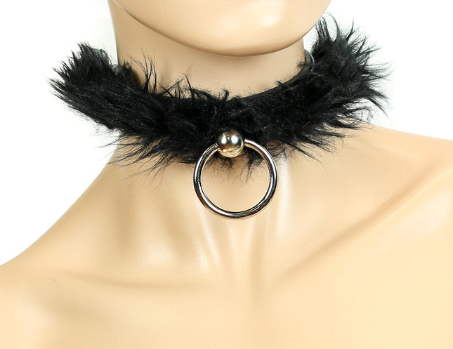 FC651 DOORKNOB SUB BONDAGE FUR CHOKER
