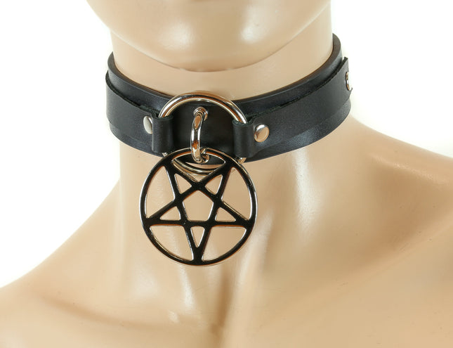 FC655 DOUBLE RING PENTAGRAM SUB BONDAGE COLLAR