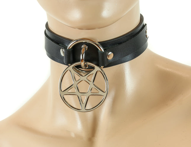 FC655 DOUBLE RING PENTAGRAM SUB BONDAGE COLLAR