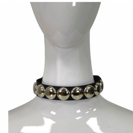 FCK671  JUMBO 1"  ROUND STUDDED LEATHER CHOKER