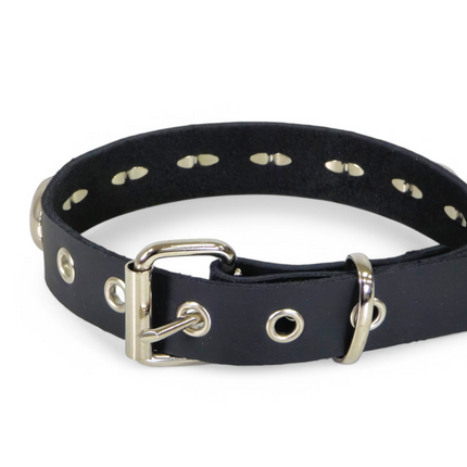 FCK671  JUMBO 1"  ROUND STUDDED LEATHER CHOKER