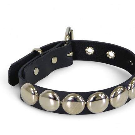 FCK671  JUMBO 1"  ROUND STUDDED LEATHER CHOKER