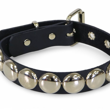 FCK671  JUMBO 1"  ROUND STUDDED LEATHER CHOKER