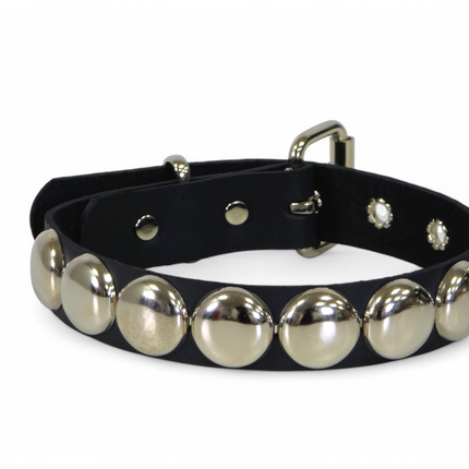 FCK671  JUMBO 1"  ROUND STUDDED LEATHER CHOKER