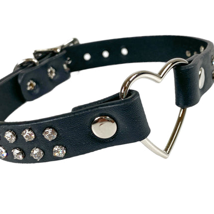 FC682D DOUBLE RHINESTONE HEART RING CHOKER