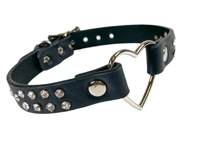 FC682D DOUBLE RHINESTONE HEART RING CHOKER