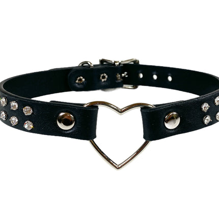 FC682D DOUBLE RHINESTONE HEART RING CHOKER