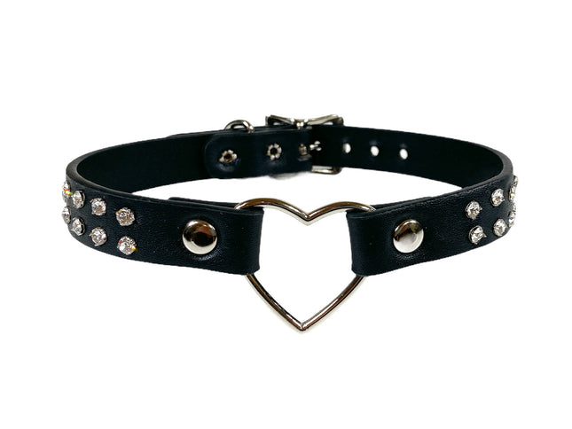 FC682D DOUBLE RHINESTONE HEART RING CHOKER