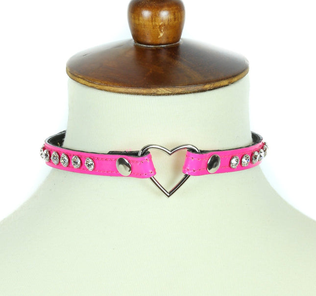 FC682HOT SMALL HEART RHINESTONE CHOKER