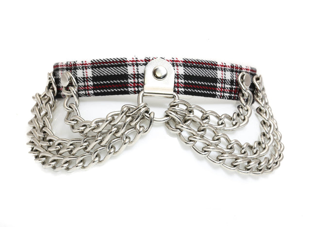 CK289PD  PLAID HANGING CHIAN CHOKER BONDAGE