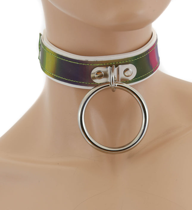 FC742RAINBOW 2" RING RAINBOW BONDAGE CHOKER