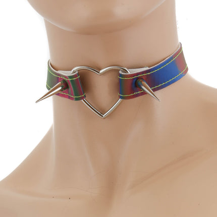 FC746RAINBOW RAINBOW SPIKE VAMPIRE CHOKER