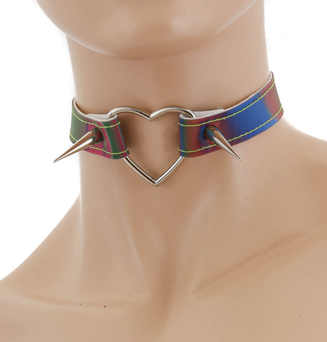 FC746RAINBOW RAINBOW SPIKE VAMPIRE CHOKER