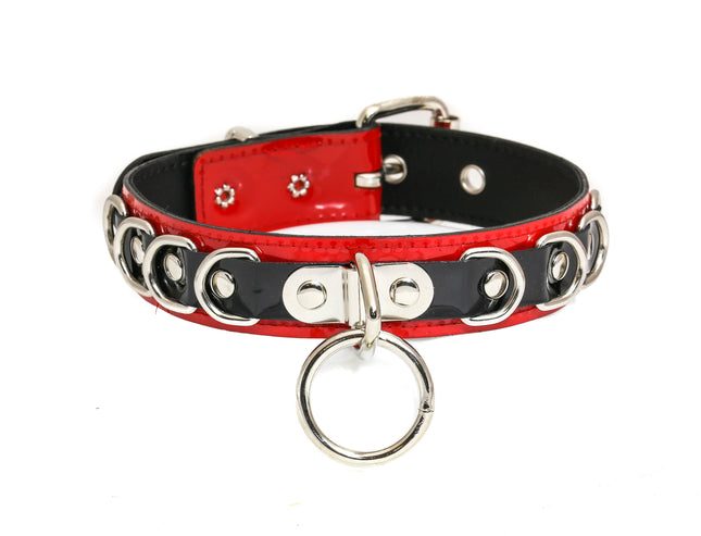 FC750P TWO TONE PATENT LEATHER D RING CHOKER