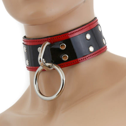 FC752P PATENT LEATHER LOOP RING BONDAGE CHOKER