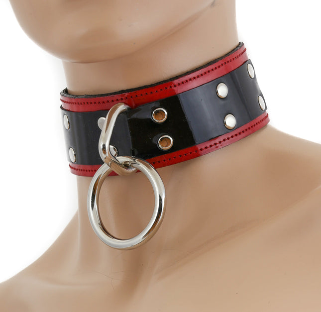 FC752P PATENT LEATHER LOOP RING BONDAGE CHOKER