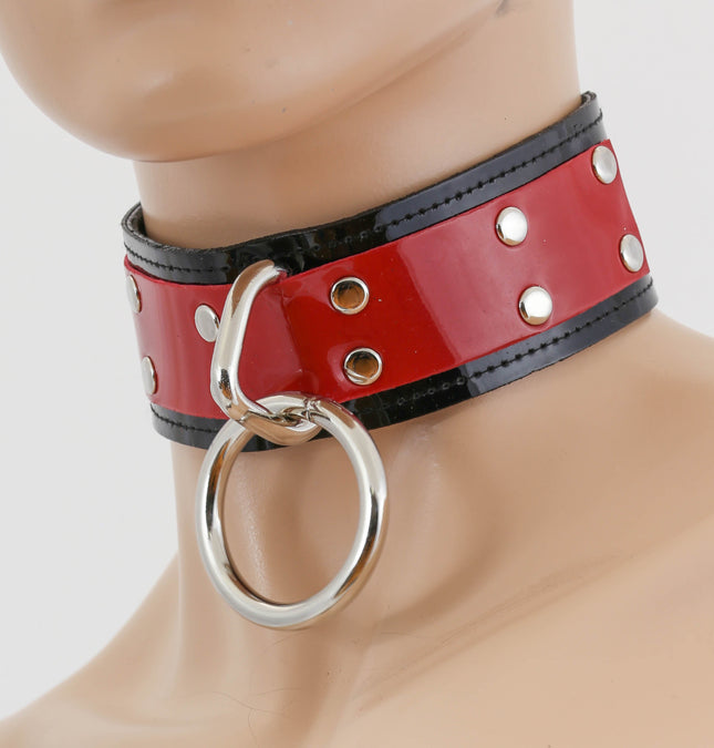 FC752P PATENT LEATHER LOOP RING BONDAGE CHOKER