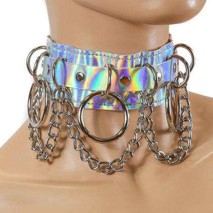FC625RAINBOW CHAIN RING BONDAGE CHOKER
