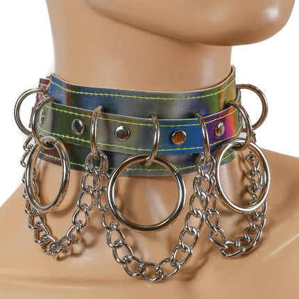 FC625RAINBOW CHAIN RING BONDAGE CHOKER