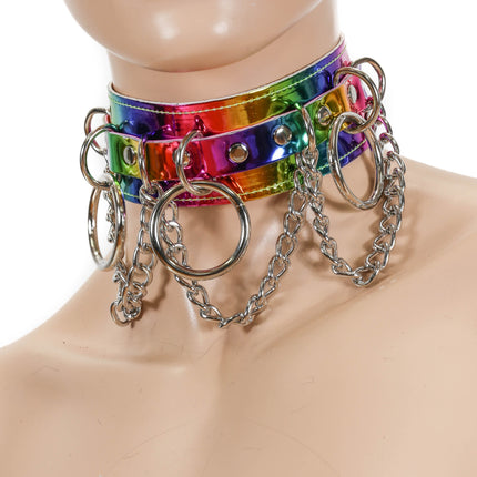 FC625RAINBOW CHAIN RING BONDAGE CHOKER