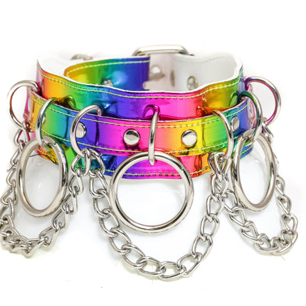 FC625RAINBOW CHAIN RING BONDAGE CHOKER