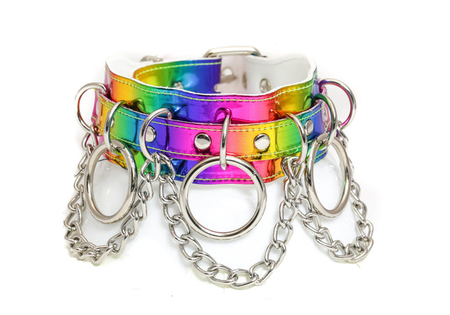 FC625RAINBOW CHAIN RING BONDAGE CHOKER