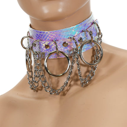 FC625RAINBOW CHAIN RING BONDAGE CHOKER