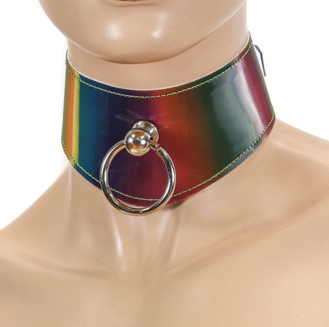 FC765 RAINBOW SHORT POSTURE BONDAGE COLLAR