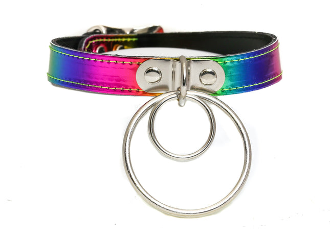 FC767 3/4" LARGE DOUBLE RING RAINBOW CHOKER