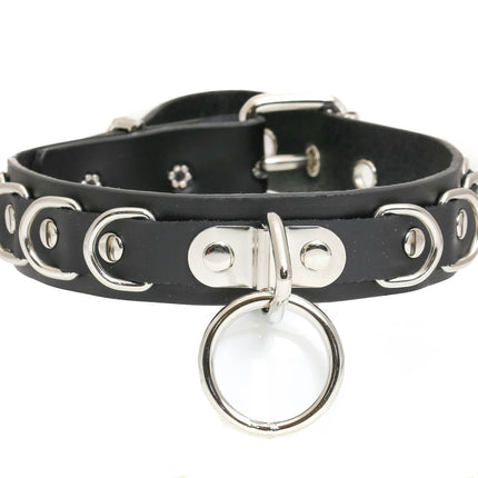 FC783 PREMIUM D RING STRAPPED BONDAGE CHOKER