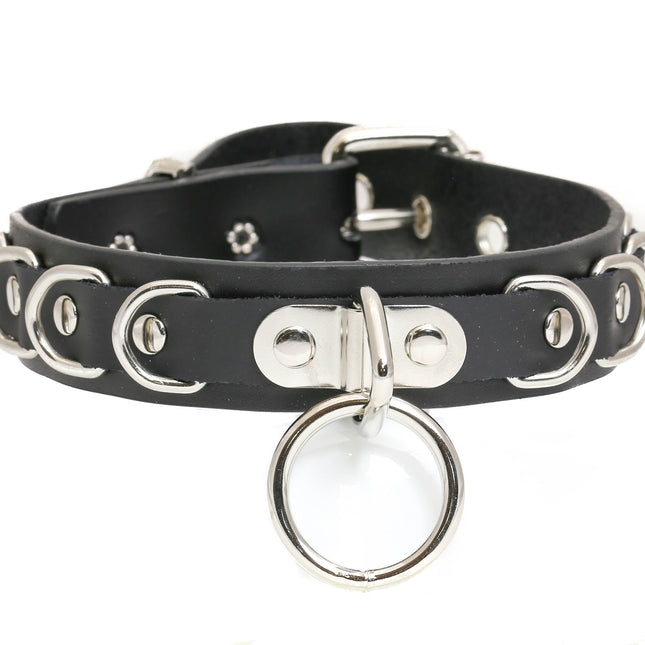 FC783 PREMIUM D RING STRAPPED BONDAGE CHOKER