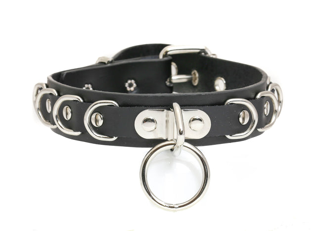 FC783 PREMIUM D RING STRAPPED BONDAGE CHOKER