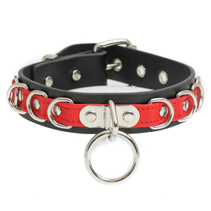 FC783 PREMIUM D RING STRAPPED BONDAGE CHOKER