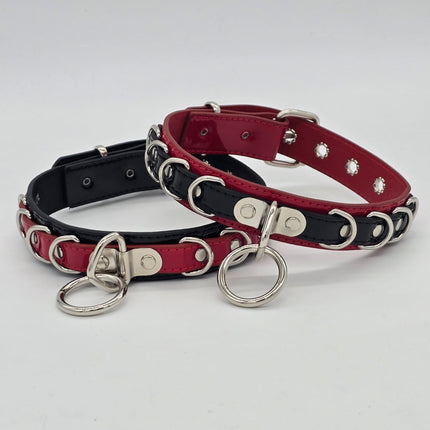 FC783 PATENT NEON BONDAGE CHOKER MULTI D RING BONDAGE CHOKER