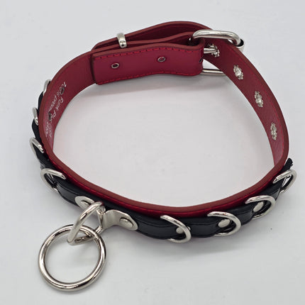 FC783 PATENT NEON BONDAGE CHOKER MULTI D RING BONDAGE CHOKER