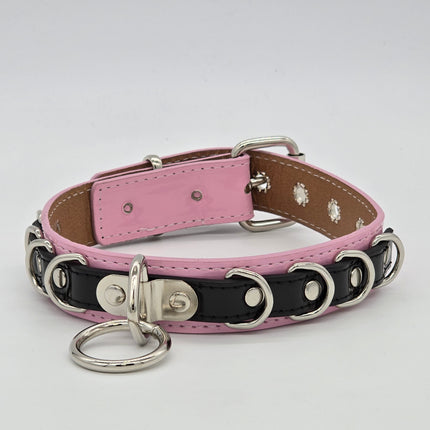 FC783 PATENT NEON BONDAGE CHOKER MULTI D RING BONDAGE CHOKER