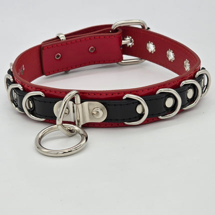 FC783 PATENT NEON BONDAGE CHOKER MULTI D RING BONDAGE CHOKER