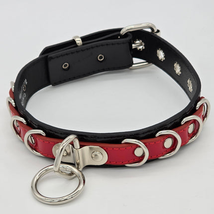 FC783 PATENT NEON BONDAGE CHOKER MULTI D RING BONDAGE CHOKER