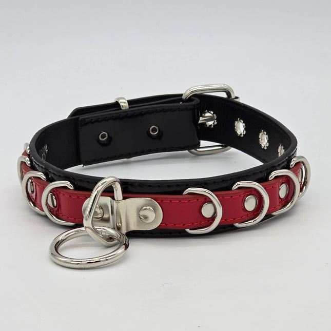 FC783 PATENT NEON BONDAGE CHOKER MULTI D RING BONDAGE CHOKER