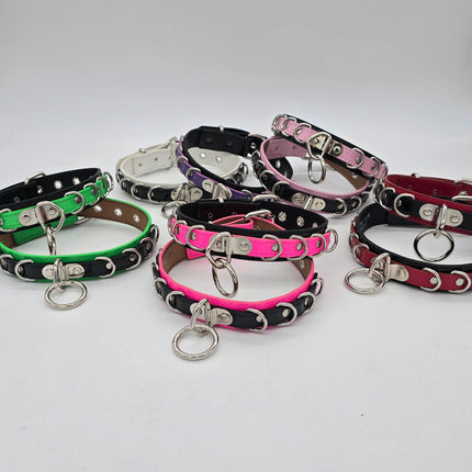 FC783 PATENT NEON BONDAGE CHOKER MULTI D RING BONDAGE CHOKER