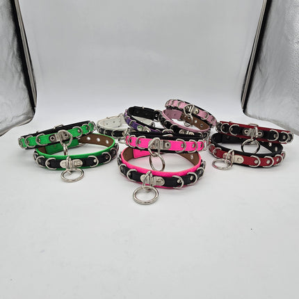 FC783 PATENT NEON BONDAGE CHOKER MULTI D RING BONDAGE CHOKER