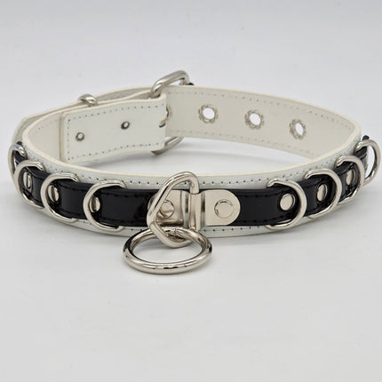 FC783 PATENT NEON BONDAGE CHOKER MULTI D RING BONDAGE CHOKER