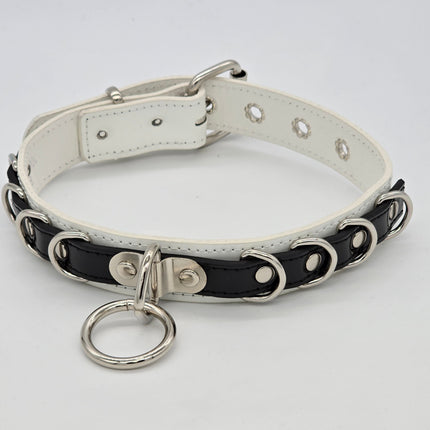 FC783 PATENT NEON BONDAGE CHOKER MULTI D RING BONDAGE CHOKER