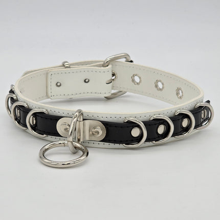 FC783 PATENT NEON BONDAGE CHOKER MULTI D RING BONDAGE CHOKER