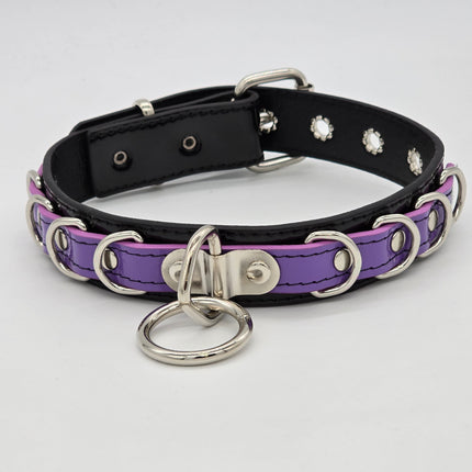 FC783 PATENT NEON BONDAGE CHOKER MULTI D RING BONDAGE CHOKER